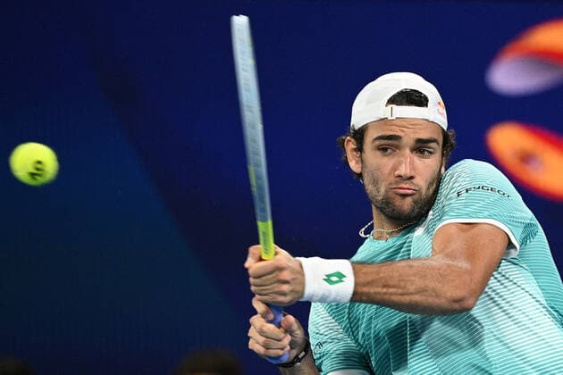 TENNIS ATP, Tennis Herren CUP, Matteo Berrettini of Italy in action during the semi-finals of the ATP Cup against Roberto Bautista Agut of Spain at Melbourne Park in Melbourne, Saturday, February 6, 2021. ( NO ARCHIVING, EDITORIAL USE ONLY, NO USE IN BOOKS WITHOUT CONSENT MELBOURNE VIC AUSTRALIA  Copyright: xDEANxLEWINSx 20210206001518636920