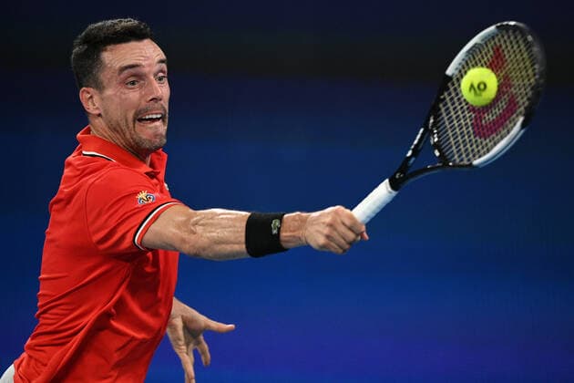 TENNIS ATP, Tennis Herren CUP, Roberto Bautista Agut of Spain in action during the semi-finals of the ATP Cup against Matteo Berrettini of Italy at Melbourne Park in Melbourne, Saturday, February 6, 2021. ( NO ARCHIVING, EDITORIAL USE ONLY, NO USE IN BOOKS WITHOUT CONSENT MELBOURNE VIC AUSTRALIA  Copyright: xDEANxLEWINSx 20210206001518637630