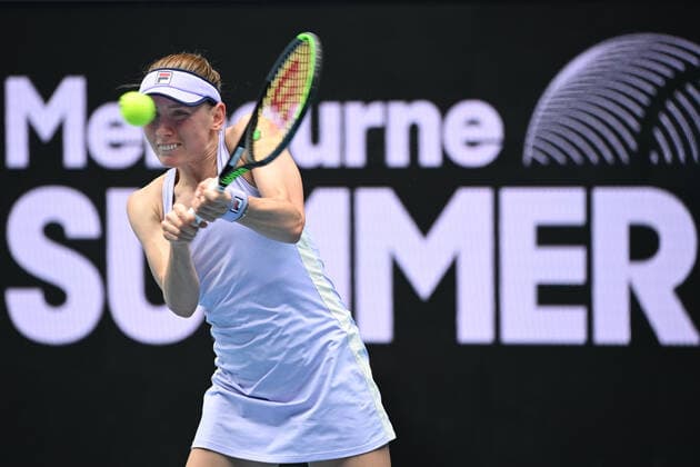 TENNIS GIPPSLAND TROPHY, Ekaterina Alexandrova of Russia in action during the semi finals of the Gippsland Trophy - WTA, Tennis Damen 500 match against Kaia Kanepi of Estonia at Melbourne Park in Melbourne, Saturday, February 6, 2021. ( NO ARCHIVING, EDITORIAL USE ONLY, NO USE IN BOOKS WITHOUT CONSENT MELBOURNE VIC AUSTRALIA  Copyright: xDEANxLEWINSx 20210206001518649094