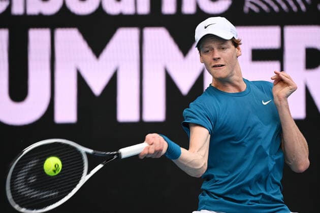 TENNIS GREAT OCEAN ROAD OPEN, Jannik Sinner of Italy in action during the semi finals of the Great Ocean Road Open - ATP, Tennis Herren 250 match against Karen Khachanov of Russia at Melbourne Park in Melbourne, Saturday, February 6, 2021. ( NO ARCHIVING, EDITORIAL USE ONLY, NO USE IN BOOKS WITHOUT CONSENT MELBOURNE VIC AUSTRALIA  Copyright: xDeanxLewinsx 20210206001518664514