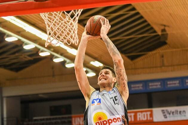 Bogdan Radosvljevic Basketball Bundesliga, Basketball season 2020 2021, 16 matchday, Germany, easyCredit BBL, Germany, Giessen 46ers, giessen red, men, Jobstairs GIESSEN 46ers Hakro Merlins Crailsheim, men, Crailsheim light blue