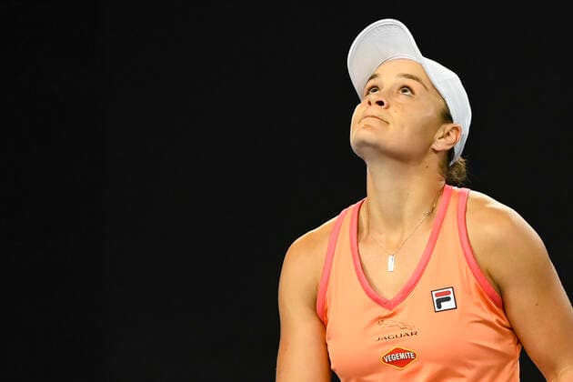 TENNIS YARRA VALLEY CLASSIC, Ashleigh Barty of Australia reacts during the Yarra Valley Classic - WTA, Tennis Damen 500 final match against Garbine Muguruza of Spain at Melbourne Park in Melbourne, Sunday, February 7, 2021. ( NO ARCHIVING, EDITORIAL USE ONLY, NO USE IN BOOKS WITHOUT CONSENT MELBOURNE VIC AUSTRALIA  Copyright: xDAVExHUNTx 20210207001518857369