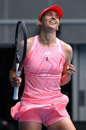 TENNIS GIPPSLAND TROPHY, Elise Mertens of Belgium celebrates after defeating Kaia Kanepi of Estonia during the final of the Gippsland Trophy - WTA, Tennis Damen 500 match on Margaret Court Arena at Melbourne Park in Melbourne, Sunday, February 7, 2021. ( NO ARCHIVING, EDITORIAL USE ONLY, NO USE IN BOOKS WITHOUT CONSENT MELBOURNE VIC AUSTRALIA  Copyright: xDEANxLEWINSx 20210207001518869784