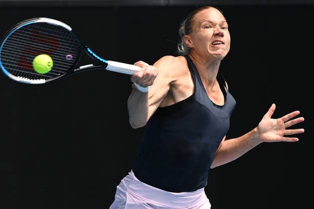 TENNIS GIPPSLAND TROPHY, Kaia Kanepi of Estonia in action during the final of the Gippsland Trophy - WTA, Tennis Damen 500 match against Elise Mertens of Belgium on Margeret Court Arena at Melbourne Park in Melbourne, Sunday, February 7, 2021. ( NO ARCHIVING, EDITORIAL USE ONLY, NO USE IN BOOKS WITHOUT CONSENT MELBOURNE VIC AUSTRALIA  Copyright: xDEANxLEWINSx 20210207001518870685