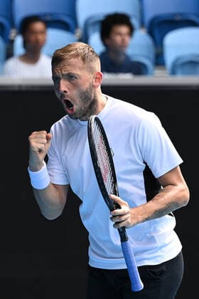 TENNIS MURRAY RIVER OPEN, Daniel Evans of Great Britian celebrates a point against Felix Auger-Aliassime during the final of the Murray River Open - ATP, Tennis Herren 250 match on Margaret Coiurt Arena at Melbourne Park in Melbourne, Sunday, February 7, 2021. ( NO ARCHIVING, EDITORIAL USE ONLY, NO USE IN BOOKS WITHOUT CONSENT MELBOURNE VIC AUSTRALIA  Copyright: xDEANxLEWINSx 20210207001518880015