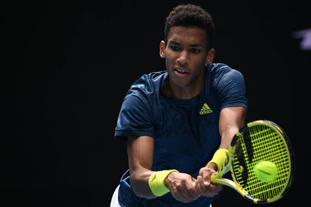 TENNIS MURRAY RIVER OPEN, Felix Auger-Aliassime of Canada in action against Daniel Evans of Great Britain during the final of the Murray River Open - ATP, Tennis Herren 250 match on Margaret Coiurt Arena at Melbourne Park in Melbourne, Sunday, February 7, 2021. ( NO ARCHIVING, EDITORIAL USE ONLY, NO USE IN BOOKS WITHOUT CONSENT MELBOURNE VIC AUSTRALIA  Copyright: xDEANxLEWINSx 20210207001518880256
