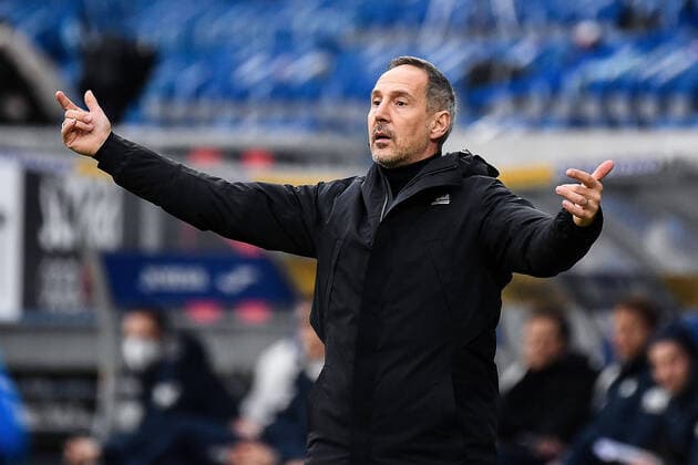 07 02 2021, xjhx, football 1 Bundesliga, TSG 1899 Hoffenheim Eintracht Frankfurt emspor, v l coach Adolf Adi Huetter Eintracht Frankfurt DFL DFB REGULATES PROHIBIT ANY USE OF PHOTOGRAPHS as IMAGE SEQUENCES and or QUASI VIDEO Sinsheim