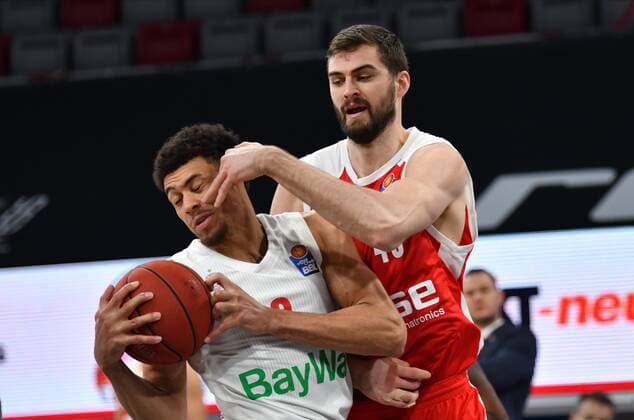 BAMBERG 07 02 2021 Basketball easycredit 1 Basketball Bundesliga 20 Matchday Brose Bamberg vs FC Bayern Munich Wade Baldwin 2, FC Bayern Munich vs David Kravish 45, Brose Bamberg Photo Hans Martin Issler isslerimages Brose Bamberg vs FC Bayern Munich