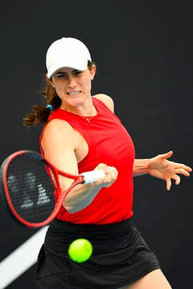 TENNIS AUSTRALIAN OPEN, Rebecca Marino of Canada in action during her first Round Women s singles match against Kimberly Birrell of Australia on Day 1 of the Australian Open at Melbourne Park in Melbourne, Monday, February 8, 2021. ( NO ARCHIVING, EDITORIAL USE ONLY, NO USE IN BOOKS WITHOUT CONSENT MELBOURNE VIC AUSTRALIA  Copyright: xJAMESxROSSx 20210208001519081632