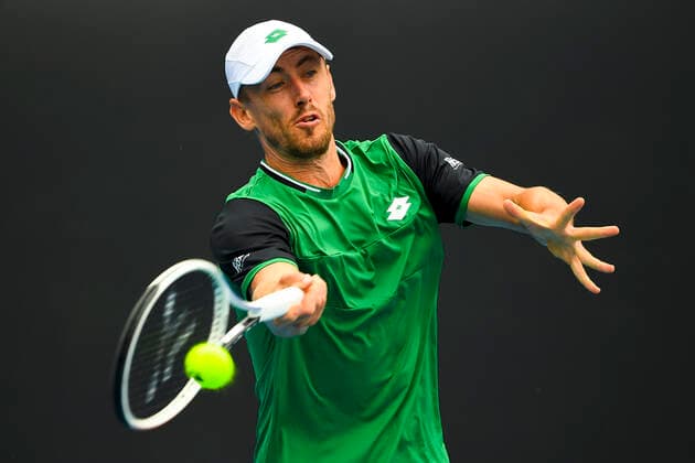 TENNIS AUSTRALIAN OPEN, John Millman of Australia in action during his XX Round Men s singles match against Corentin Moutet of France on Day 1 of the Australian Open at Melbourne Park in Melbourne, Monday, February 8, 2021. ( NO ARCHIVING, EDITORIAL USE ONLY, NO USE IN BOOKS WITHOUT CONSENT MELBOURNE VIC AUSTRALIA  Copyright: xJAMESxROSSx 20210208001519090786