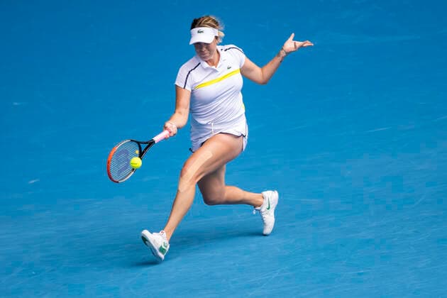 MELBOURNE, VIC - FEBRUARY 08: Anastasia Pavlyuchenkova of Russia returns the ball during round 1 of the 2021 Australian Open on February 8 2020, at Melbourne Park in Melbourne, Australia. (Photo by Jason Heidrich Icon Sportswire) TENNIS: FEB 08 Australian Open Icon2102080491