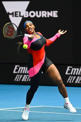 TENNIS AUSTRALIAN OPEN, Serena Williams of the United States of America in action during her first Round Women s singles match against Laura Siegemund of Germany on Day 1 of the Australian Open at Melbourne Park in Melbourne, Monday, February 8, 2021. ( NO ARCHIVING, EDITORIAL USE ONLY, NO USE IN BOOKS WITHOUT CONSENT MELBOURNE VIC AUSTRALIA  Copyright: xDAVExHUNTx 20210208001519103292