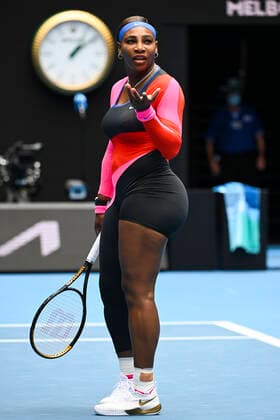 TENNIS AUSTRALIAN OPEN, Serena Williams of the United States of America reacts during her first Round Women s singles match against Laura Siegemund of Germany on Day 1 of the Australian Open at Melbourne Park in Melbourne, Monday, February 8, 2021. ( NO ARCHIVING, EDITORIAL USE ONLY, NO USE IN BOOKS WITHOUT CONSENT MELBOURNE VIC AUSTRALIA  Copyright: xDAVExHUNTx 20210208001519103879