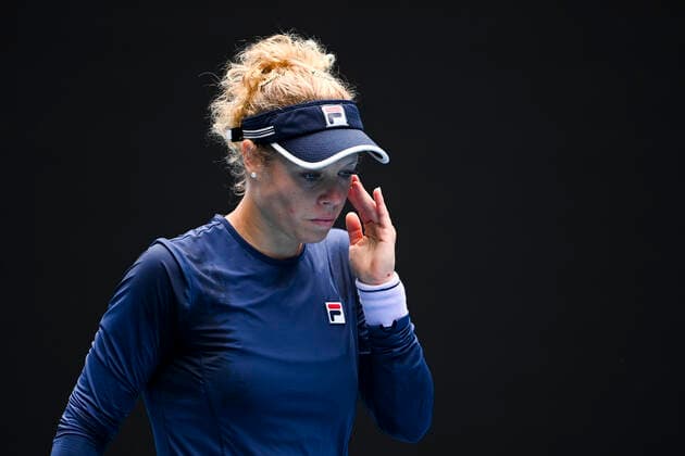 TENNIS AUSTRALIAN OPEN, Laura Siegemund of Germany reacts during her first Round Women s singles match against Serena Williams of the United States of America on Day 1 of the Australian Open at Melbourne Park in Melbourne, Monday, February 8, 2021. ( NO ARCHIVING, EDITORIAL USE ONLY, NO USE IN BOOKS WITHOUT CONSENT MELBOURNE VIC AUSTRALIA  Copyright: xDAVExHUNTx 20210208001519107611