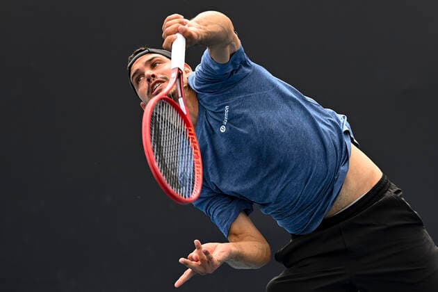 TENNIS AUSTRALIAN OPEN, Alex Bolt of Australia in action during his first Round Men s singles match against Norbert Gombos of Slovakia on Day 1 of the Australian Open at Melbourne Park in Melbourne, Monday, February 8, 2021. ( NO ARCHIVING, EDITORIAL USE ONLY, NO USE IN BOOKS WITHOUT CONSENT MELBOURNE VIC AUSTRALIA  Copyright: xDEANxLEWINSx 20210208001519116000