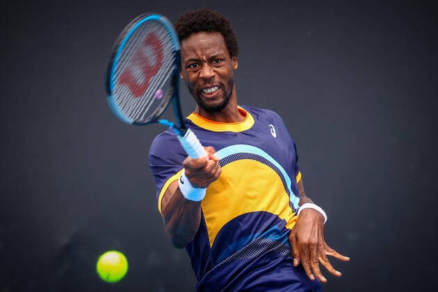 Gael Monfils ATP, Tennis Herren 11) pictured during a tennis match between French Monfils and Finnish Ruusuvuori, in the first round of the men s singles competition of the Australian Open tennis Grand Slam, Monday 08 February 2021 in Melbourne Park, Melbourne, Australia. The 2021 edition of the Australian Grand Slam has been delayed by three weeks because of the ongoing pandemy. PATRICKxHAMILTON  x2640046x