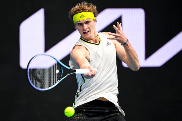 TENNIS AUSTRALIAN OPEN, Alexander Zverev of Germany in action during his first Round Men s singles match against Marcos Giron of the United States of America on Day 1 of the Australian Open at Melbourne Park in Melbourne, Monday, February 8, 2021. ( NO ARCHIVING, EDITORIAL USE ONLY, NO USE IN BOOKS WITHOUT CONSENT MELBOURNE VIC AUSTRALIA  Copyright: xDEANxLEWINSx 20210208001519134716