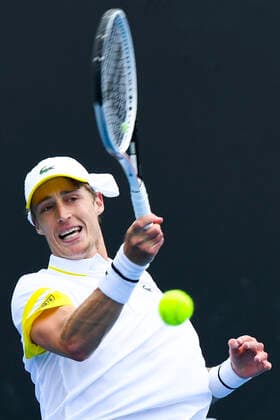 TENNIS AUSTRALIAN OPEN, Marc Polmans of Australia in action during his first Round Men s singles match against Marton Fucsovics of Hungary on Day 1 of the Australian Open at Melbourne Park in Melbourne, Monday, February 8, 2021. ( NO ARCHIVING, EDITORIAL USE ONLY, NO USE IN BOOKS WITHOUT CONSENT MELBOURNE VIC AUSTRALIA  Copyright: xDAVExHUNTx 20210208001519137228
