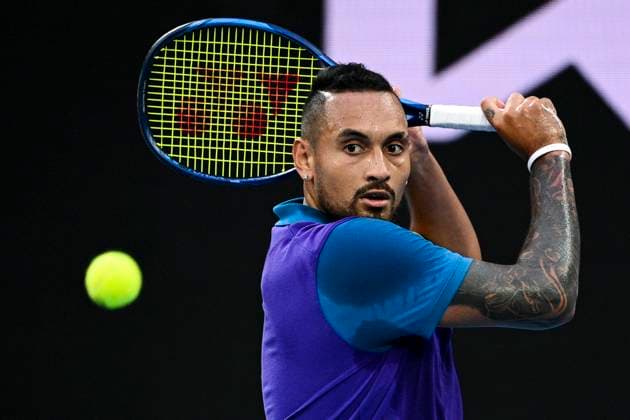 TENNIS AUSTRALIAN OPEN, Nick Kyrgios of Australia in action during his first Round Men s singles match against Federico Ferreira Silva of Portugal on Day 1 of the Australian Open at Melbourne Park in Melbourne, Monday, February 8, 2021. ( NO ARCHIVING, EDITORIAL USE ONLY, NO USE IN BOOKS WITHOUT CONSENT MELBOURNE VIC AUSTRALIA  Copyright: xDEANxLEWINSx 20210208001519150241