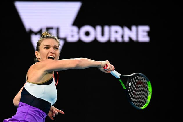 TENNIS AUSTRALIAN OPEN, Simona Halep of Romania in action during her first Round Women s singles match against Lizette Cabrera of Australia on Day 1 of the Australian Open at Melbourne Park in Melbourne, Monday, February 8, 2021. ( NO ARCHIVING, EDITORIAL USE ONLY, NO USE IN BOOKS WITHOUT CONSENT MELBOURNE VIC AUSTRALIA  Copyright: xDAVExHUNTx 20210208001519153866