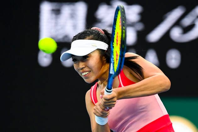 TENNIS AUSTRALIAN OPEN, Lizette Cabrera of Australia in action during her first Round Women s singles match against Simona Halep of Romania on Day 1 of the Australian Open at Melbourne Park in Melbourne, Monday, February 8, 2021. ( NO ARCHIVING, EDITORIAL USE ONLY, NO USE IN BOOKS WITHOUT CONSENT MELBOURNE VIC AUSTRALIA  Copyright: xDAVExHUNTx 20210208001519157310