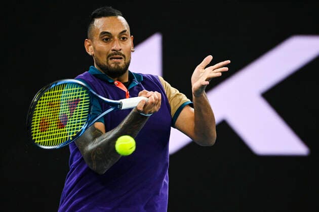 TENNIS AUSTRALIAN OPEN, Nick Kyrgios of Australia in action during his first Round Men s singles match against Federico Ferreira Silva of Portugal on Day 1 of the Australian Open at Melbourne Park in Melbourne, Monday, February 8, 2021. ( NO ARCHIVING, EDITORIAL USE ONLY, NO USE IN BOOKS WITHOUT CONSENT MELBOURNE VIC AUSTRALIA  Copyright: xDEANxLEWINSx 20210208001519167755