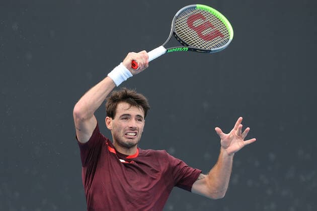 Juan Ignacio Londero, ARG, during first round of 2021 Australian Open in Melbourne, 08 02 2021