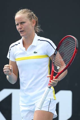 Fiona Ferro, FRA, during first round of 2021 Australian Open in Melbourne, 08 02 2021
