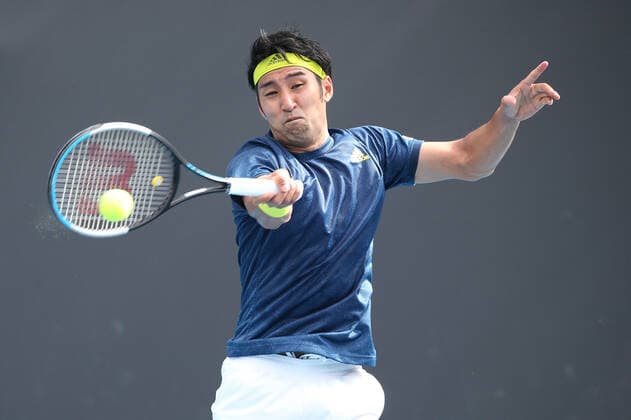 Yasutaka Uchiyama, JPN, during first round of 2021 Australian Open in Melbourne, 08 02 2021