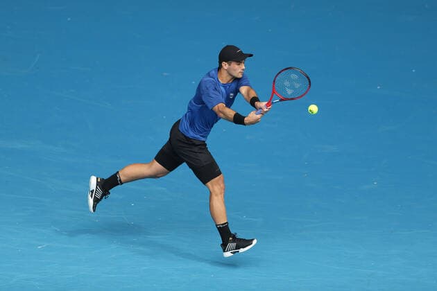 Marcos Giron, USA, during first round of 2021 Australian Open in Melbourne, 08 02 2021