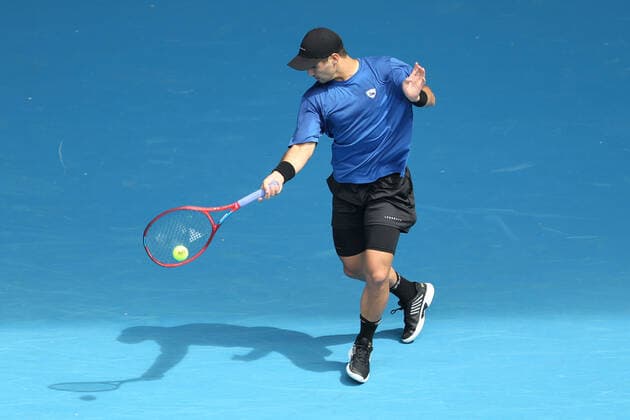 Marcos Giron, USA, during first round of 2021 Australian Open in Melbourne, 08 02 2021