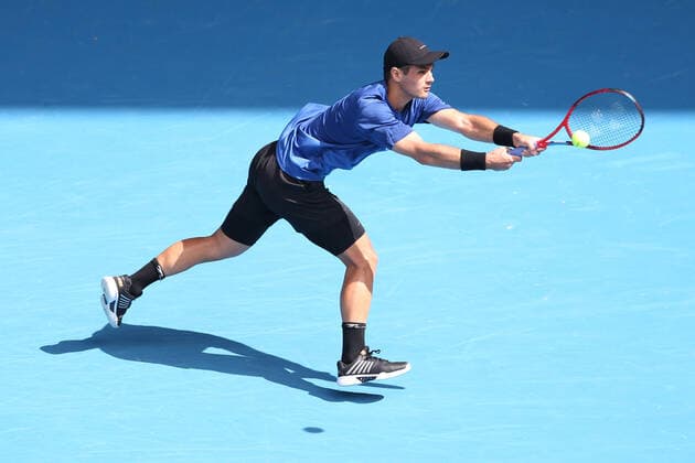 Marcos Giron, USA, during first round of 2021 Australian Open in Melbourne, 08 02 2021