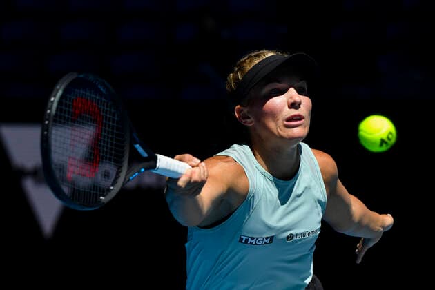TENNIS AUSTRALIAN OPEN, Maddison Inglis of Australia in action during her first Round Women s singles match against Sofia Kenin of the United States of America on Day 2 of the Australian Open at Melbourne Park in Melbourne, Tuesday, February 9, 2021. ( NO ARCHIVING, EDITORIAL USE ONLY, NO USE IN BOOKS WITHOUT CONSENT MELBOURNE VIC AUSTRALIA  Copyright: xDEANxLEWINSx 20210209001519301423