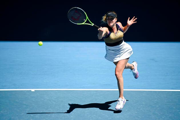 TENNIS AUSTRALIAN OPEN, Elina Svitolina of Ukraine in action during her first Round Women s singles match against Marie Bouzkova of the Czech Republic on Day 2 of the Australian Open at Melbourne Park in Melbourne, Tuesday, February 9, 2021. ( NO ARCHIVING, EDITORIAL USE ONLY, NO USE IN BOOKS WITHOUT CONSENT MELBOURNE VIC AUSTRALIA  Copyright: xDEANxLEWINSx 20210209001519326803