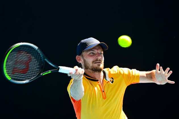 TENNIS AUSTRALIAN OPEN, David Goffin of Belgium in action during his first Round Men s singles match against Alexei Popyrin of Australia on Day 2 of the Australian Open at Melbourne Park in Melbourne, Tuesday, February 9, 2021. ( NO ARCHIVING, EDITORIAL USE ONLY, NO USE IN BOOKS WITHOUT CONSENT MELBOURNE VIC AUSTRALIA  Copyright: xDAVExHUNTx 20210209001519333811