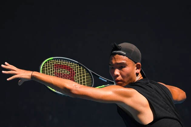 TENNIS AUSTRALIAN OPEN, Li Tu of Australia in action during his first Round Men s singles match against Feliciano Lopez of Spain on Day 2 of the Australian Open at Melbourne Park in Melbourne, Tuesday, February 9, 2021. ( NO ARCHIVING, EDITORIAL USE ONLY, NO USE IN BOOKS WITHOUT CONSENT MELBOURNE VIC AUSTRALIA  Copyright: xJAMESxROSSx 20210209001519343216