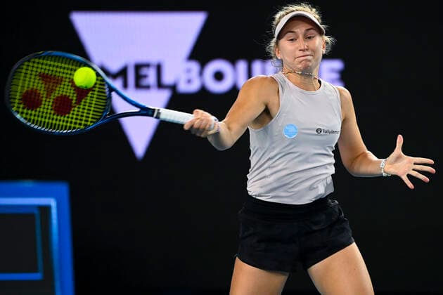 TENNIS AUSTRALIAN OPEN, Daria Gavrilova of Australia in action during her first Round Women s singles match against Sara Sorribes Tormo of Spain on Day 2 of the Australian Open at Melbourne Park in Melbourne, Tuesday, February 9, 2021. ( NO ARCHIVING, EDITORIAL USE ONLY, NO USE IN BOOKS WITHOUT CONSENT MELBOURNE VIC AUSTRALIA  Copyright: xDAVExHUNTx 20210209001519375653