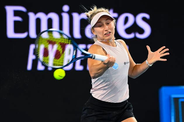 TENNIS AUSTRALIAN OPEN, Daria Gavrilova of Australia in action during her first Round Women s singles match against Sara Sorribes Tormo of Spain on Day 2 of the Australian Open at Melbourne Park in Melbourne, Tuesday, February 9, 2021. ( NO ARCHIVING, EDITORIAL USE ONLY, NO USE IN BOOKS WITHOUT CONSENT MELBOURNE VIC AUSTRALIA  Copyright: xDAVExHUNTx 20210209001519376934