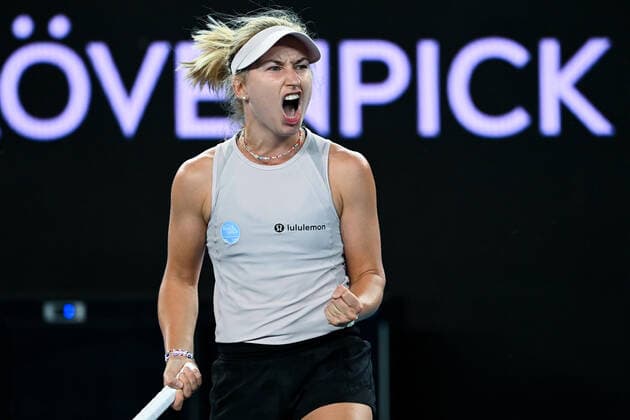TENNIS AUSTRALIAN OPEN, Daria Gavrilova of Australia celebrates during her first Round Women s singles match against Sara Sorribes Tormo of Spain on Day 2 of the Australian Open at Melbourne Park in Melbourne, Tuesday, February 9, 2021. ( NO ARCHIVING, EDITORIAL USE ONLY, NO USE IN BOOKS WITHOUT CONSENT MELBOURNE VIC AUSTRALIA  Copyright: xDAVExHUNTx 20210209001519382866