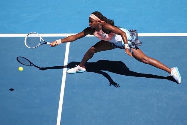 Coco Gauff, USA, during first round of 2021 Australian Open in Melbourne, 09 02 2021