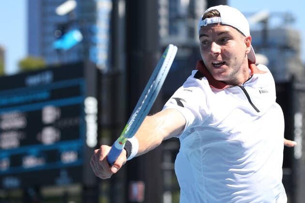 Jan Lennard Struff, GER, during first round of 2021 Australian Open in Melbourne, 09 02 2021