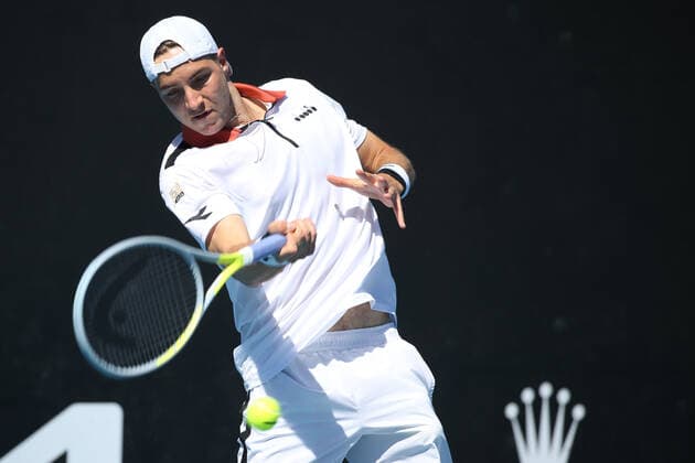 Jan Lennard Struff, GER, during first round of 2021 Australian Open in Melbourne, 09 02 2021