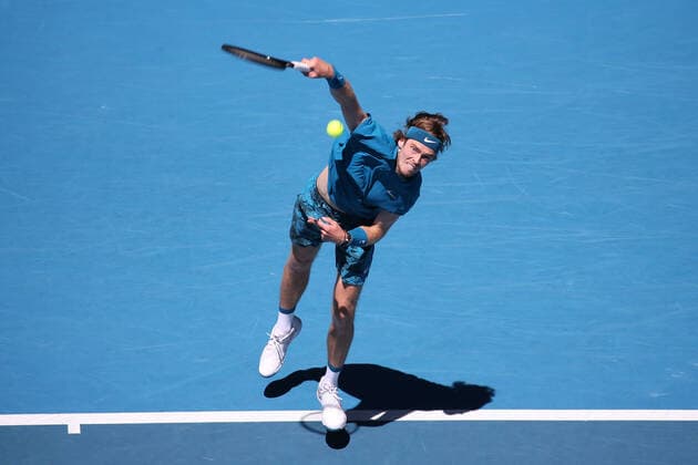 Andrey Rublev, RUS, during first round of 2021 Australian Open in Melbourne, 09 02 2021