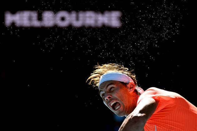 Sport Bilder des Tages TENNIS AUSTRALIAN OPEN, Rafael Nadal of Spain in action during his first Round Men s singles match against Laslo Djere of Serbia on Day 2 of the Australian Open at Melbourne Park in Melbourne, Tuesday, February 9, 2021. ( NO ARCHIVING, EDITORIAL USE ONLY, NO USE IN BOOKS WITHOUT CONSENT MELBOURNE VIC AUSTRALIA  Copyright: xDEANxLEWINSx 20210210001519408850