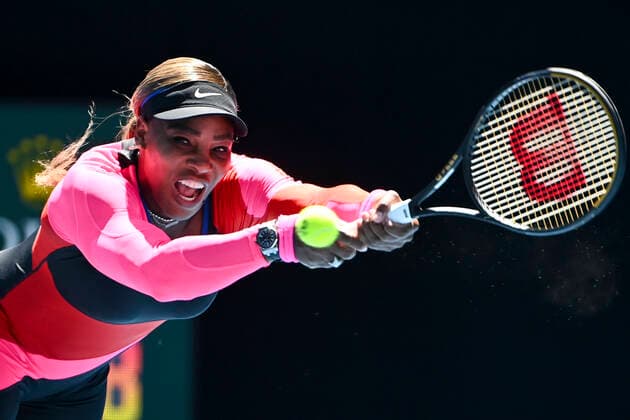 TENNIS AUSTRALIAN OPEN, Serena Williams of the United States of America in action during her second Round Women s singles match against Nina Stojanovic of Serbia on Day 3 of the Australian Open at Melbourne Park in Melbourne, Wednesday, February 10, 2021. ( NO ARCHIVING, EDITORIAL USE ONLY, NO USE IN BOOKS WITHOUT CONSENT MELBOURNE VIC AUSTRALIA  Copyright: xDAVExHUNTx 20210210001519539179