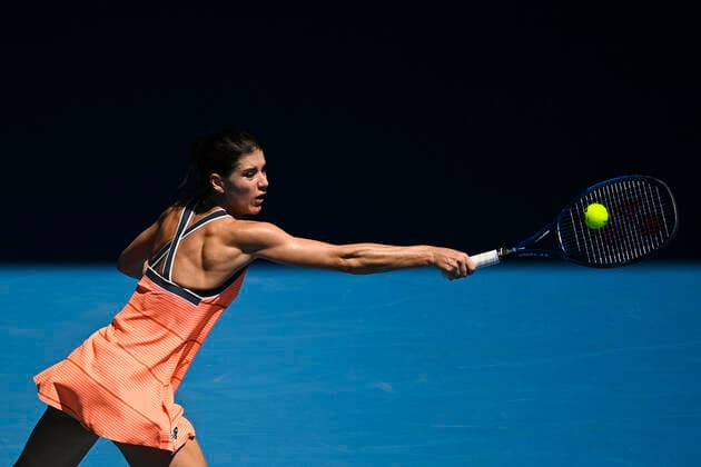 TENNIS AUSTRALIAN OPEN, Sorana Cirstea of Romania in action during her second Round Women s singles match against Petra Kvitova of the Czech Republic on Day 3 of the Australian Open at Melbourne Park in Melbourne, Wednesday, February 10, 2021. ( NO ARCHIVING, EDITORIAL USE ONLY, NO USE IN BOOKS WITHOUT CONSENT MELBOURNE VIC AUSTRALIA  Copyright: xDEANxLEWINSx 20210210001519540586
