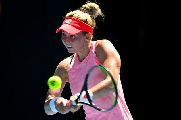 TENNIS AUSTRALIAN OPEN, Nina Stojanovic of Serbia in action during her second Round Women s singles match against Serena Williams of the United States of America on Day 3 of the Australian Open at Melbourne Park in Melbourne, Wednesday, February 10, 2021. ( NO ARCHIVING, EDITORIAL USE ONLY, NO USE IN BOOKS WITHOUT CONSENT MELBOURNE VIC AUSTRALIA  Copyright: xDAVExHUNTx 20210210001519542348