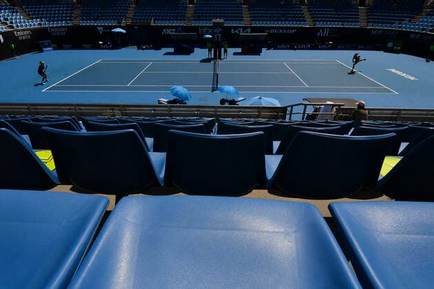 TENNIS AUSTRALIAN OPEN, Empty seats are seen as Garbine Muguruza of Spain plays her second Round Women s singles match against Luidmila Samsonova of Russia on Day 3 of the Australian Open at Melbourne Park in Melbourne, Wednesday, February 10, 2021. ( NO ARCHIVING, EDITORIAL USE ONLY, NO USE IN BOOKS WITHOUT CONSENT MELBOURNE VIC AUSTRALIA  Copyright: xJAMESxROSSx 20210210001519547957