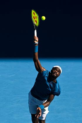 TENNIS AUSTRALIAN OPEN, Frances Tiafoe of the United States of America in action during his second Round Men s singles match against Novak Djokovic of Serbia on Day 3 of the Australian Open at Melbourne Park in Melbourne, Wednesday, February 10, 2021. ( NO ARCHIVING, EDITORIAL USE ONLY, NO USE IN BOOKS WITHOUT CONSENT MELBOURNE VIC AUSTRALIA  Copyright: xDAVExHUNTx 20210210001519551910