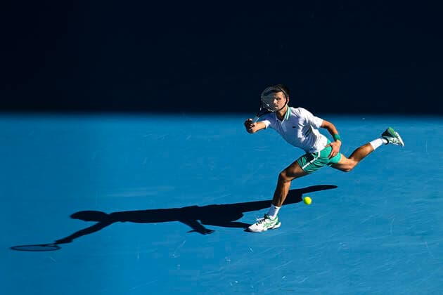 TENNIS AUSTRALIAN OPEN, Novak Djokovic of Serbia in action during his second Round Men s singles match against Frances Tiafoe of the United States of America on Day 3 of the Australian Open at Melbourne Park in Melbourne, Wednesday, February 10, 2021. ( NO ARCHIVING, EDITORIAL USE ONLY, NO USE IN BOOKS WITHOUT CONSENT MELBOURNE VIC AUSTRALIA  Copyright: xDAVExHUNTx 20210210001519559014